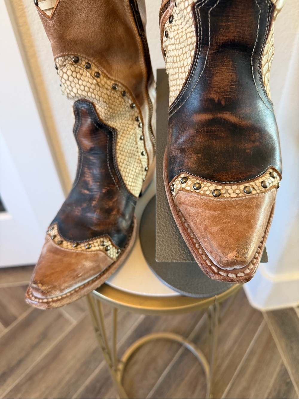 Freebird Warner Brown and Cream Western Leather Cowboy Boots - Picture 2 of 8